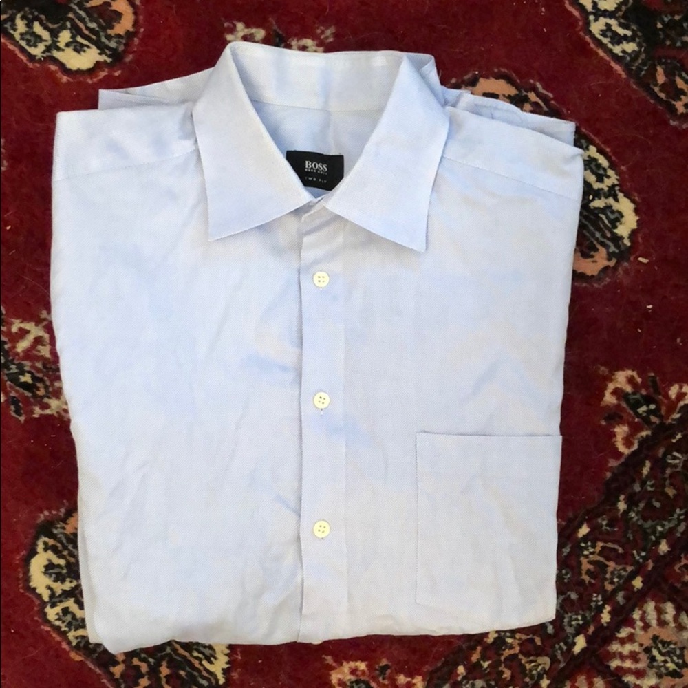 Hugo Boss two ply blue button down w/ French cuffs